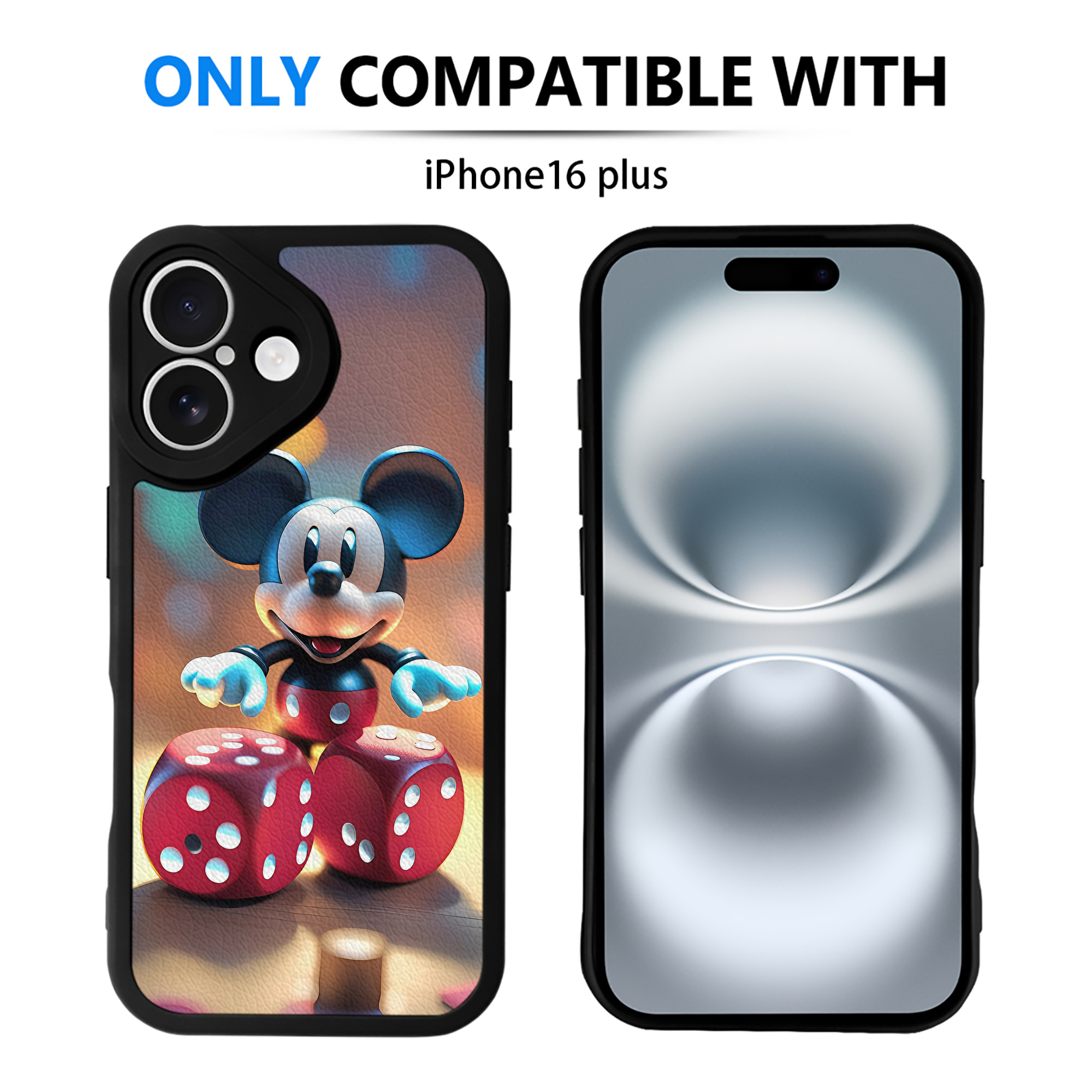 （画像用） ミッキーマウス Mickey Mouse 【iPhone 16シリーズ対応】シリコンスマホケース（レザー調） 材質：シリコン